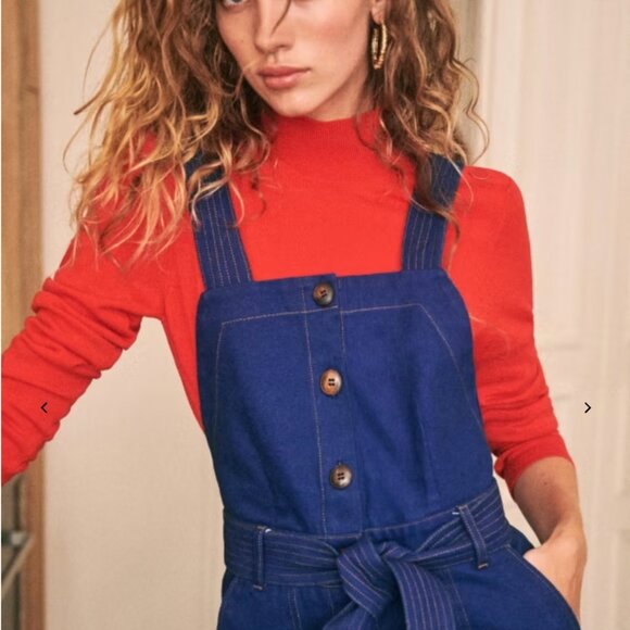 NWT Sezane’ Blue Denim Silvia Overalls sz 10 - Picture 1 of 3